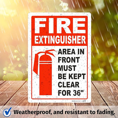 Brimar - 7 x 10" - Fire Extinguisher Keep Clear Sign - 3.5 Mil InfiniStick™ Vinyl Label - Easy Installation - Universal Application