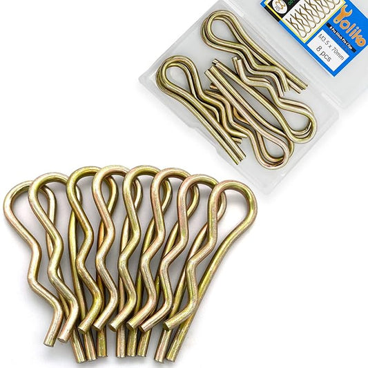 8Pcs Heavy Duty Hitch Pins Clip R Clips Spring Retaining Wire Hair Pins Cotter Pin Strong Spring Tension Large Carter Pin R Clip Large for Trailer Tractors Mower Carts Truck Color zinc M3.5x70