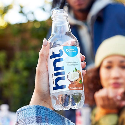 Hint Fruit-Infused Bottled Water, Coconut - Sugar Free Flavored Water with Zero Calories, Naturally Flavored, and No Artificial Sweeteners - 16 Fl Oz (Pack of 24)