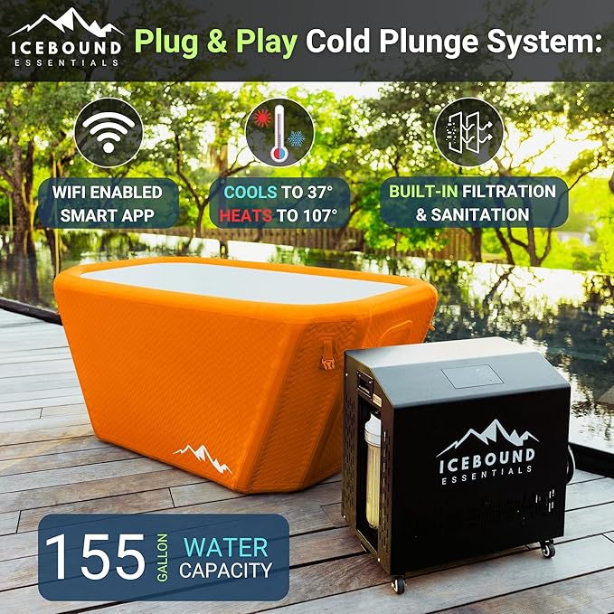 Ice Bath with Water Chiller - 1HP Efficient Hot and Cold Water Chiller for Ice Bath - Premium Ice Bath Tub with Chiller - WiFi - Filter - Ozone/UV - Cold Plunge with Water Chiller