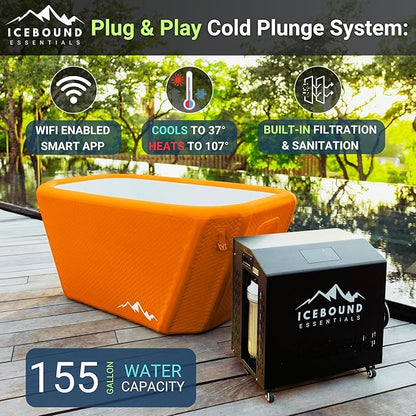 Ice Bath with Water Chiller - 1HP Efficient Hot and Cold Water Chiller for Ice Bath - Premium Ice Bath Tub with Chiller - WiFi - Filter - Ozone/UV - Cold Plunge with Water Chiller