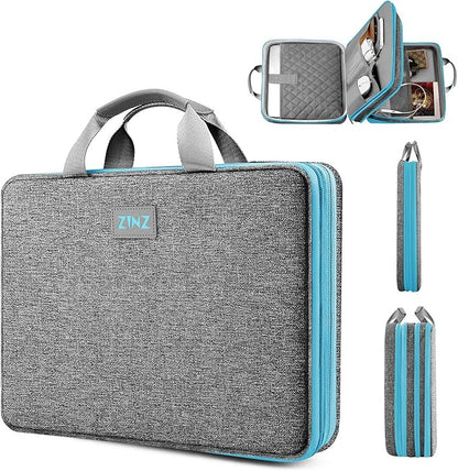 ZINZ Slim Expandable Laptop Case 15.6 Inch Sleeve Upgraded Protective Durable Recycled Carrying Case Compatible with MacBook 15" & 16" and Most 15" 15.6" 16" Notebook,DG01BL01