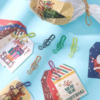 SUMAJU 150 Pcs Music Paper Clips, Music Teacher Gifts Music Gifts for Women Colorful Paper Clip Metal Musical Notes Clips Bookmark Clip for School Supplies