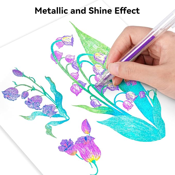 12 Colors Retractable Sparkle Glitter Gel Pens, 1mm Fine Point Refillable Metallic Gel Pens Sets for Kids Adult Coloring, Cards Making, Journaling, Highlighting, Art Projects, Gift for Christmas