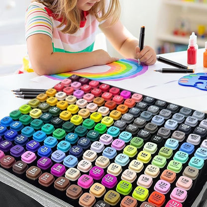 262-Color Dual-Tip Markers Set with Shoulder Bag - Art Markers for Coloring, Drawing & Sketching -Gift for Kids, Teens, Artists