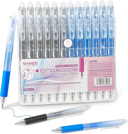 12Pcs Retractable Erasable Gel Pens Clicker,Fine Point 0.7mm Smooth Writing Pens,For Writing Journaling Taking Notes School Office Home. (6Black+6Blue)
