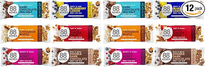 88 Acres Granola Bars | Gluten Free, Nut-Free Oat and Seed Snack Bar | Vegan & Non GMO | 12 Pack (Variety Pack)…