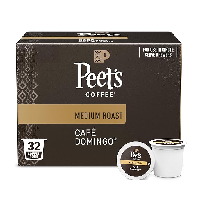 Peet's Coffee, Medium Roast Single Serve Coffee Pods - Café Domingo 32 Count (1 Box of 32 Pods)