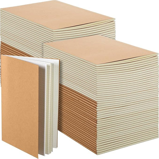 Mimorou 100 Pcs Kraft Notebook Journals 5.5 Inch x 8.3 Inch A5 Journal Softcover Notebooks Bulk for Kids Student Writing Sketch Office Notepad with 60 Pages 32 Sheets (Brown, Dot)