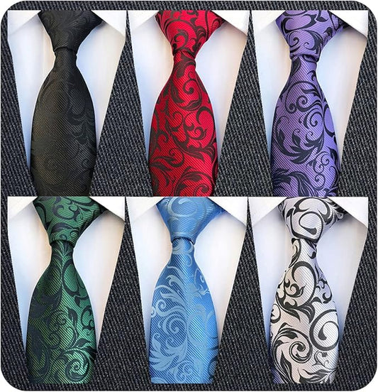 Adulove Men's Necktie Classic Silk Tie Woven Jacquard Neck Ties 6 PCS