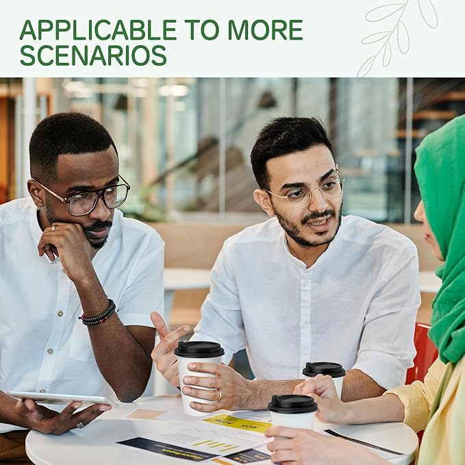 16 oz Coffee Cups with Lids 100 Pack,White Leak-Proof Disposable Coffee Cups for Hot/Cold Beverages, Party Supplies, To-Go Paper Cups for Coffee, Tea, Office, Picnic