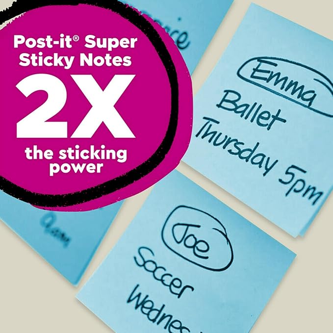 Post-it 100% Recycled Paper Super Sticky Notes, 3 in. x 3 in., 24 Pads, 70 Sheets per Pad, Oasis Collection, School Supplies and Office Products