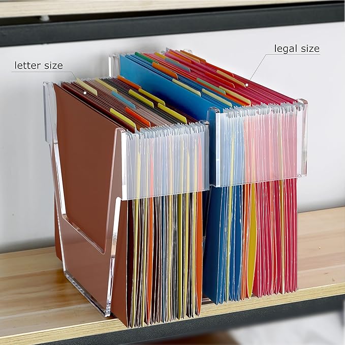 DINGHUO Hanging File Organizer, Letter Size Acrylic Hanging File Folder Frame, Portable File Holder Storage Rack for Desk Home Office or Cabinet - 1 Pack