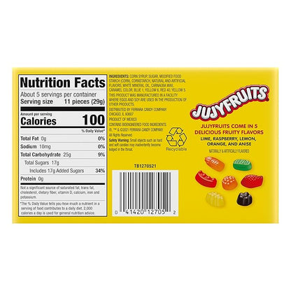 Wonka Jujyfruits Gummy candy, Assorted Gummy Candy, 5 Ounce Theater Candy Boxes (Pack of 12)