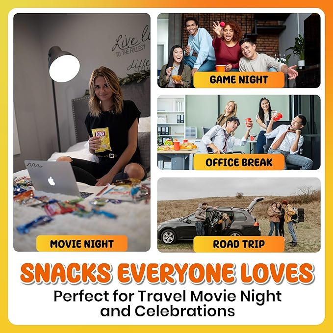 Snacks Variety Pack for Adults, Kids & Teens (40 Count) - Snack Box Variety Pack with Chips, Cookies & Bars - Care Package for College Students, Office Treats, Birthdays & Travel