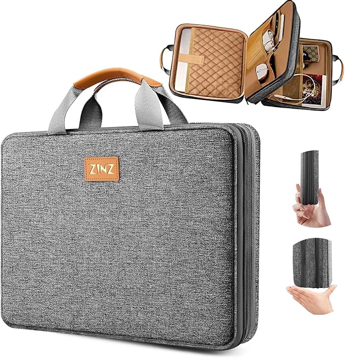 ZINZ Laptop Case 13 13.3 14 inch Sleeve, Expandable Computer Briefcase with Multi-pockets Compatible with 13-14 inch MacBook Air/Pro M4/M3/M2/M1, 13.5 Surface Laptop and 13-14 inch Notebook，D01G01