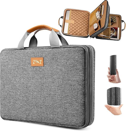 ZINZ Laptop Case 13 13.3 14 inch Sleeve, Expandable Computer Briefcase with Multi-pockets Compatible with 13-14 inch MacBook Air/Pro M4/M3/M2/M1, 13.5 Surface Laptop and 13-14 inch Notebook，D01G01