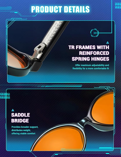 TIJN Olisa Blue Light Blocking Glasses for Women Men,Oval Glasses Frame Bluelight Glasses for Gaming/Computer/Screen