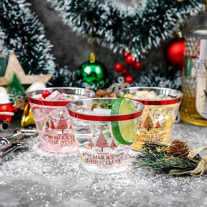 WELLIFE 60Pcs Christmas Party Cups, 9oz Merry christmas Cups, Christmas Disposable Plastic Cups for Daily Use, Holiday Party Supplies