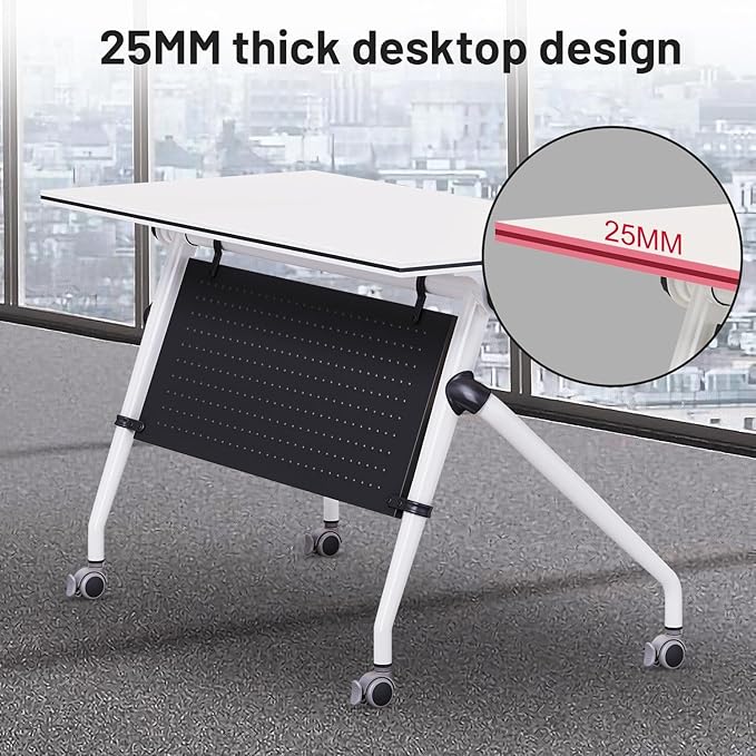 Conference Room Tables,Folding Conference Table for 10,Rectangular Meeting Table Modern Mobile Seminar Training Table with Wheels,Easy to Assemble,Modular Bussiness Tables for Office,Meeting Room(4)