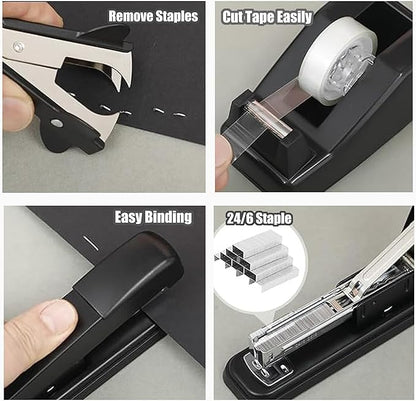 Black Office Supplies, Black Desk Accessories, Stapler and Tape Dispenser Set for Women, Office Gift for Women, Boss Lady, Office Lady, Coworkers, Office Clerks
