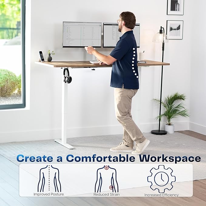 VIVO Electric 71 x 30 in Standing Desk, Memory Height Adjustment, 1B Series, Reclaimed Wood Top White Frame, DESK-KIT-1W7P