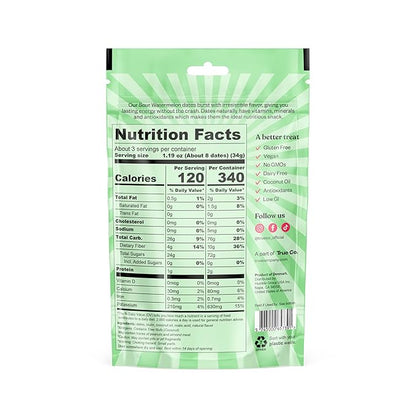 True Dates Candy Dates - Sour Watermelon - Dates With Candy Flavor, Vegan, No Added Sugar, Gluten Free - 3.5oz Bags (4 Pack)