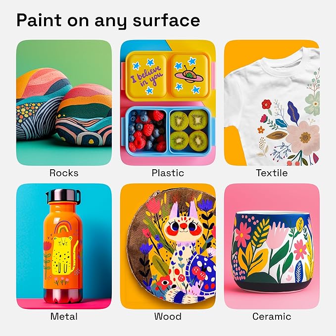ARTISTRO Paint Markers - Acrylic Pens for Rock, Glass, Fabric, DIY - Art Supplies - 24 Dual Brush Tip Markers
