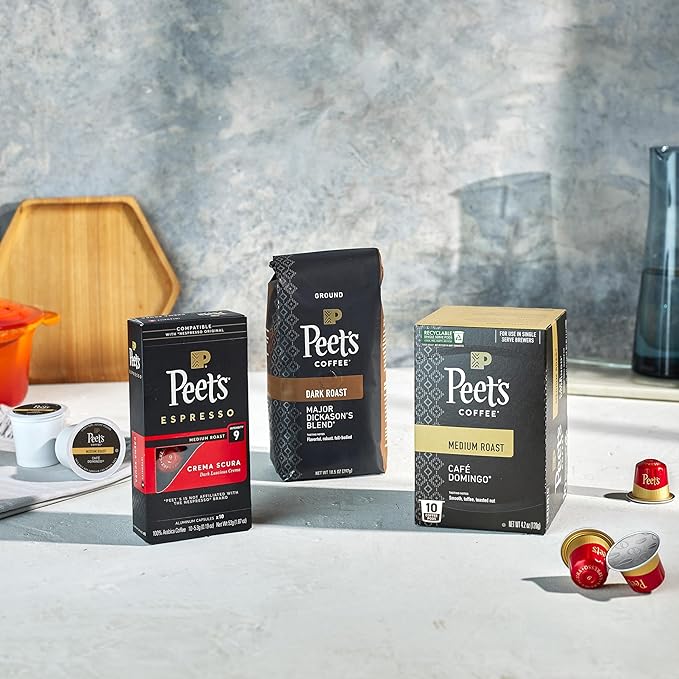 Peet's Coffee, Dark Roast Decaf Single Serve Coffee Pods - Decaf House Blend 32 Count (1 Box of 32 Pods)