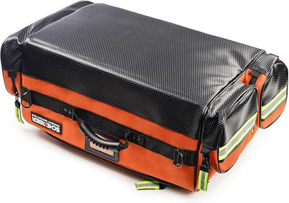 Scherber Fully-Stocked Premium First Responder Bag | HSA/FSA Approved | Large Pro EMT/EMS Trauma, Bleeding & Oxygen Medical Kit | CAT Tourniquet, HyFin Chest Seal & 260+ First Aid Supplies (Orange)