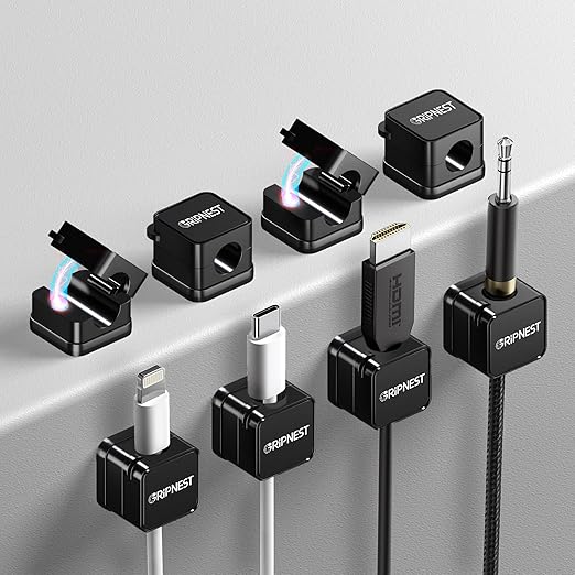 Magnetic Cable Clips 8 Pack Adhesive Cord Clips for Desk Wall Nightstand and for car Compact Cable Holders for Charging Cords