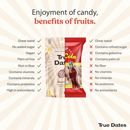 Candy Dates, Variety, 6-3.5 Ounce Bags (Creamy Peanut Butter, Cookie Dough, Sour Apple, Sour Cola, Sour Watermelon, Sweet Peach) - Dates With Candy Flavor, Vegan, No Added Sugar, Gluten Free