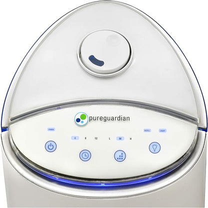 PureGuardian Ultrasonic Cool Mist Humidifier, 100 Hrs. Run Time, 1.5 Gallon Tank, 440 Sq. Ft. Coverage, Medium Rooms, Quiet, Filter Free, Essential Oil Tray, White, H3200WAR