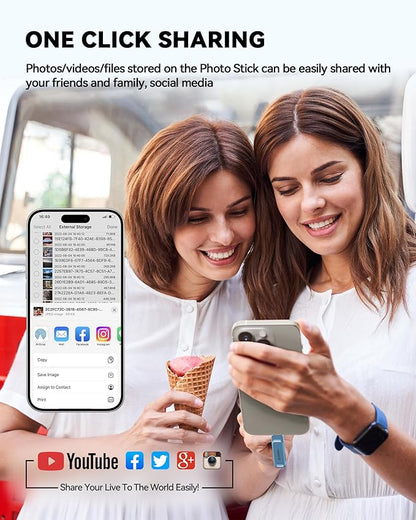 MFi Certified 512GB iPhone Photo Stick, USB Flash Drive for Photo/Video Backup, High-Speed Thumb Drive Compatible for iPhone/iPad/Android/PC (Blue)