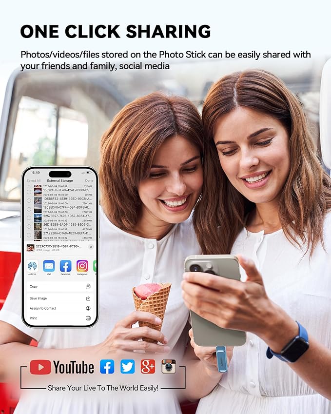 MFi Certified 256GB iPhone Photo Stick, USB Flash Drive for Photo/Video Backup, High-Speed Thumb Drive Compatible for iPhone/iPad/Android/PC (Blue)