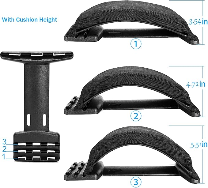 Multi-Level Back Stretcher Device, Lumbar Back Stretching Device, Memory Foam Lumbar Pillow Back Pain Support for Office Chair and Pain Relief(Blue)