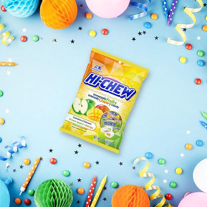 HI-CHEW Green Apple & Mango Mix, Pack of 8 Bags, 1.94oz each - Green Apple & Mango, Unique Fun Soft & Chewy Candy - Immensely Juicy Fruity Candy Flavors - Individually Wrapped for Sharing