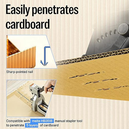 meite Carton Closing Staples 16 Gauge 1-3/8" Wide Crown 5/8" Leg Copper-Coated Carton Staples for Pneumatic or Manual Box Stapler Gun - Cardboard Closer Packaging (2,000PCS)