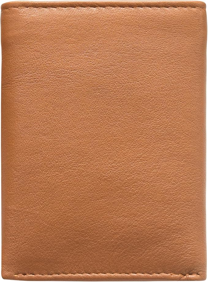 VANSI Genuine Leather Modern TriFold Design Wallet and Card Holder for Men (TAN)