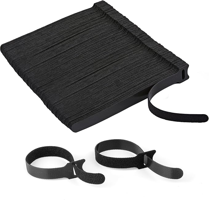 180PCS Reusable Cable Ties with Hook and Loop, Multi-purpose Adjustable 8 Inch Cable Management Wire Ties Cable Straps for Organizing Home, Office and Data Centers, Black