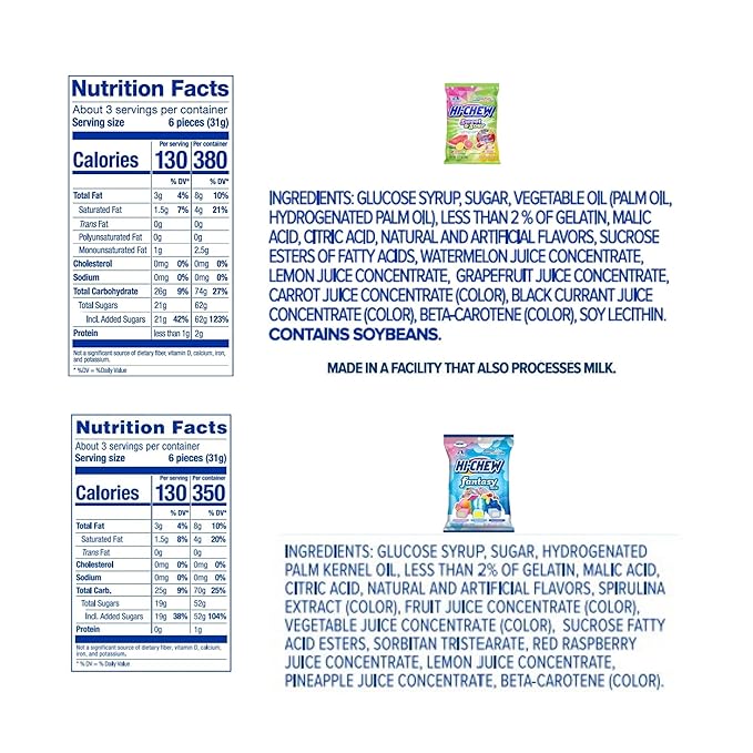 HI-CHEW Variety Mix, Pack of 4 Bags - 17 Flavor Assort Sweet and Sour Chewy Candy, Unique Fun Soft - Immensely Juicy Fruity Candy Flavors - Individually Wrapped for Sharing
