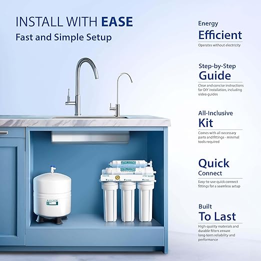 APEC WATER - Reverse Osmosis Water Filter System (ROES-50) Essence Series - 5-Stage Filtration - 50 GPD - Removes 99.99% of Impurities - DIY Install - WQA Certified - Under Sink Reverse Osmosis System