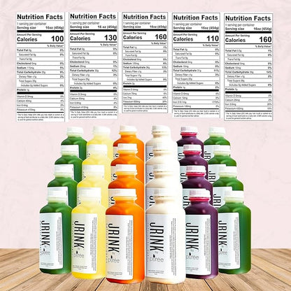 JRINK by Purée Intermediate Juice Cleanse, Cold Pressed Detox Drink with Organic 4 Day-Healthy Vegetable and Fruit Juice, Frozen Pressed Juice Cleanse, 24 Bottles, 16oz Each