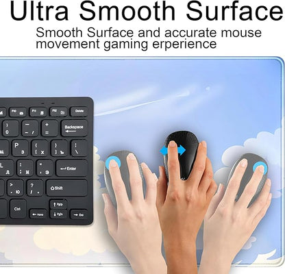 Blue Cloud XXL Large Extended Gaming Mouse Pad Computer Mat Aesthetics Mousepad, Office Decor Desk Pad, Laptop Keyboard and Mouse Mat, Non-Slip Desk Matt with Stitched Edge, 31.5''x15.7''