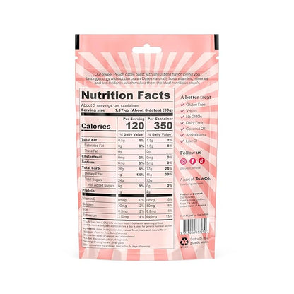 True Dates Candy Dates - Sweet Peach - Dates With Candy Flavor, Vegan, No Added Sugar, Gluten Free - 3.5oz Bags (4 Pack)