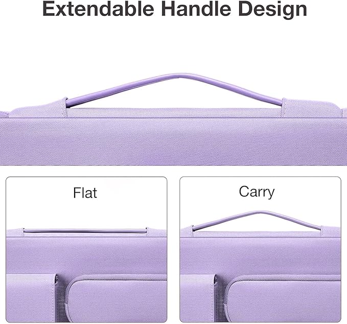 MOSISO 360 Protective Laptop Case 13.3 inch, 13-13.3 inch Laptop Sleeve Compatible with MacBook Air/Pro 13 / Pro 14, HP Dell ASUS Lenovo,Side Open Bag with 2 Raised&1 Flapover Pockets, Purple
