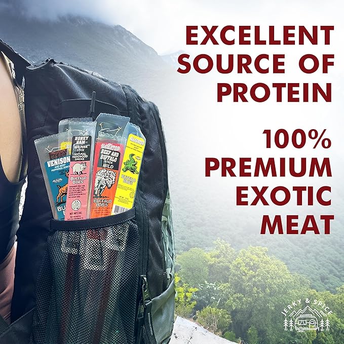 Buffalo Bob's Wild Game Meat Snacks (6 Pack) | Exotic Snack Sampler Box | Gift Baskets for Men | Beef Jerky Gifts | Dad Snack | Random Gifts for Men | Jerky Gift Set | Random Pack