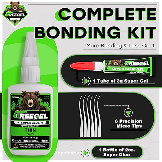 Super Glue Thin for Wood, Ceramic, Plastic, Metal, Super Fast Cyanoacrylate Adhesive (CA) Instant Glue 2 oz - Clear Superglue with Extra Gel for Woodworking, CA Finish, Stabilizing (1 Pack)