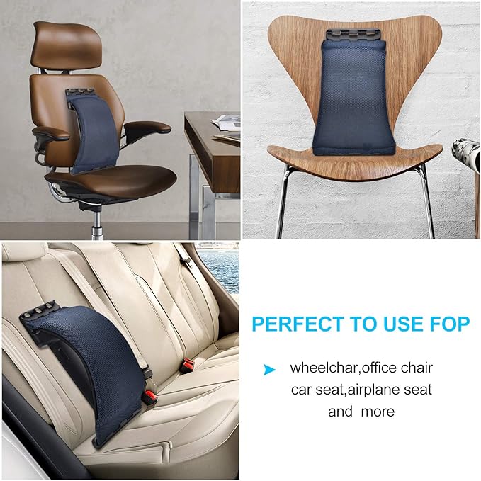 Multi-Level Back Stretcher Device, Lumbar Back Stretching Device, Memory Foam Lumbar Pillow Back Pain Support for Office Chair and Pain Relief