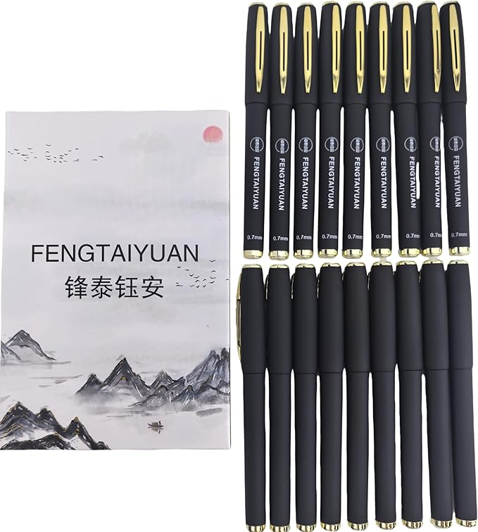 Fengtaiyuan Gel Ink Rollerball Pens, Comfortable Non-Slip Grip, Black Ink, Fine Point, 0.7mm, Writting Smoth, Quick-Drying Ink, 18-Piece Box (07P18)